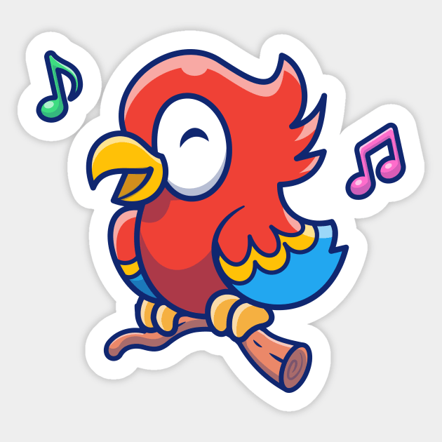 Cute Parrot Bird Singing Cartoon Sticker by Catalyst Labs